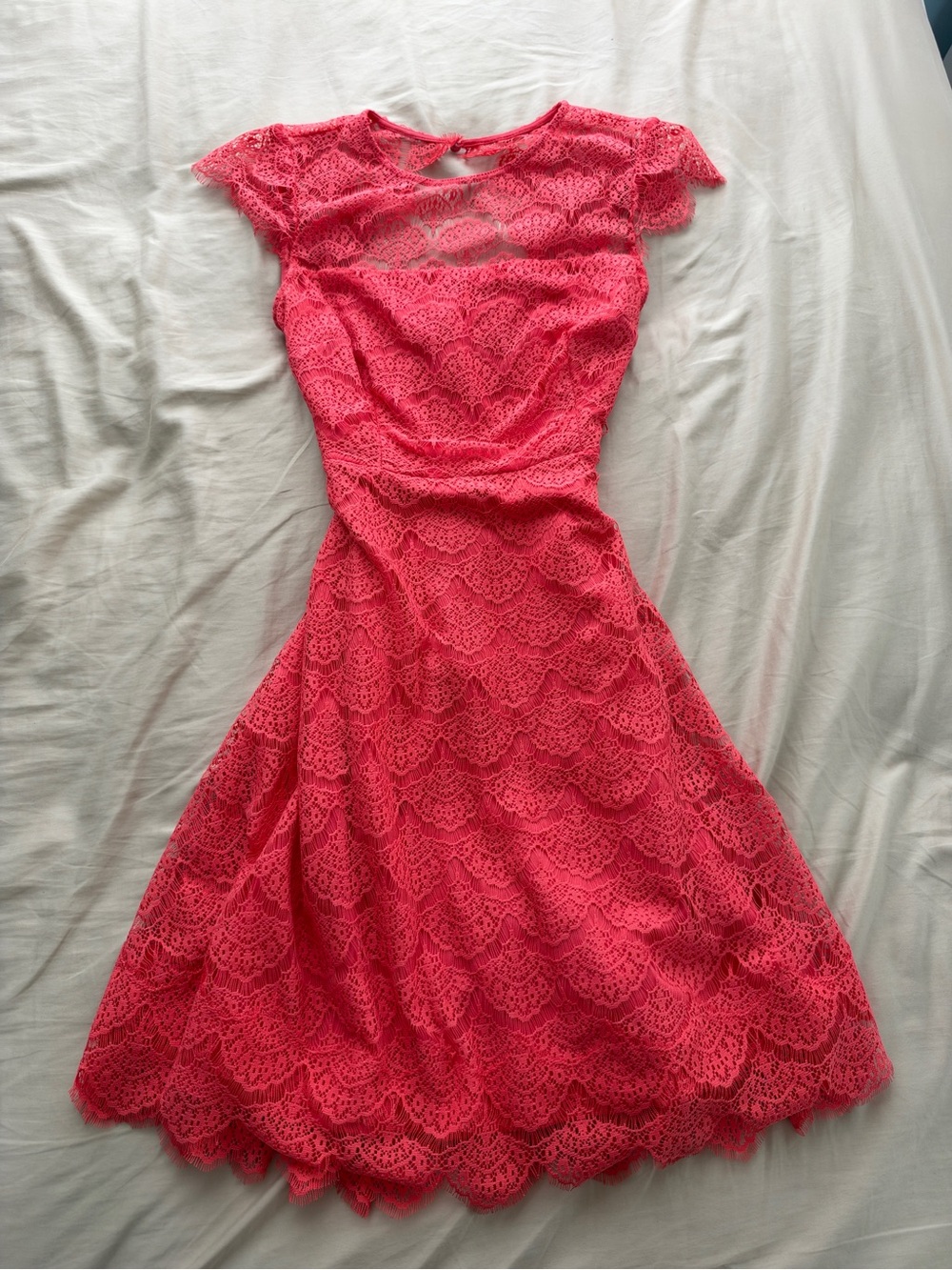 Lace Coral Midi Dress